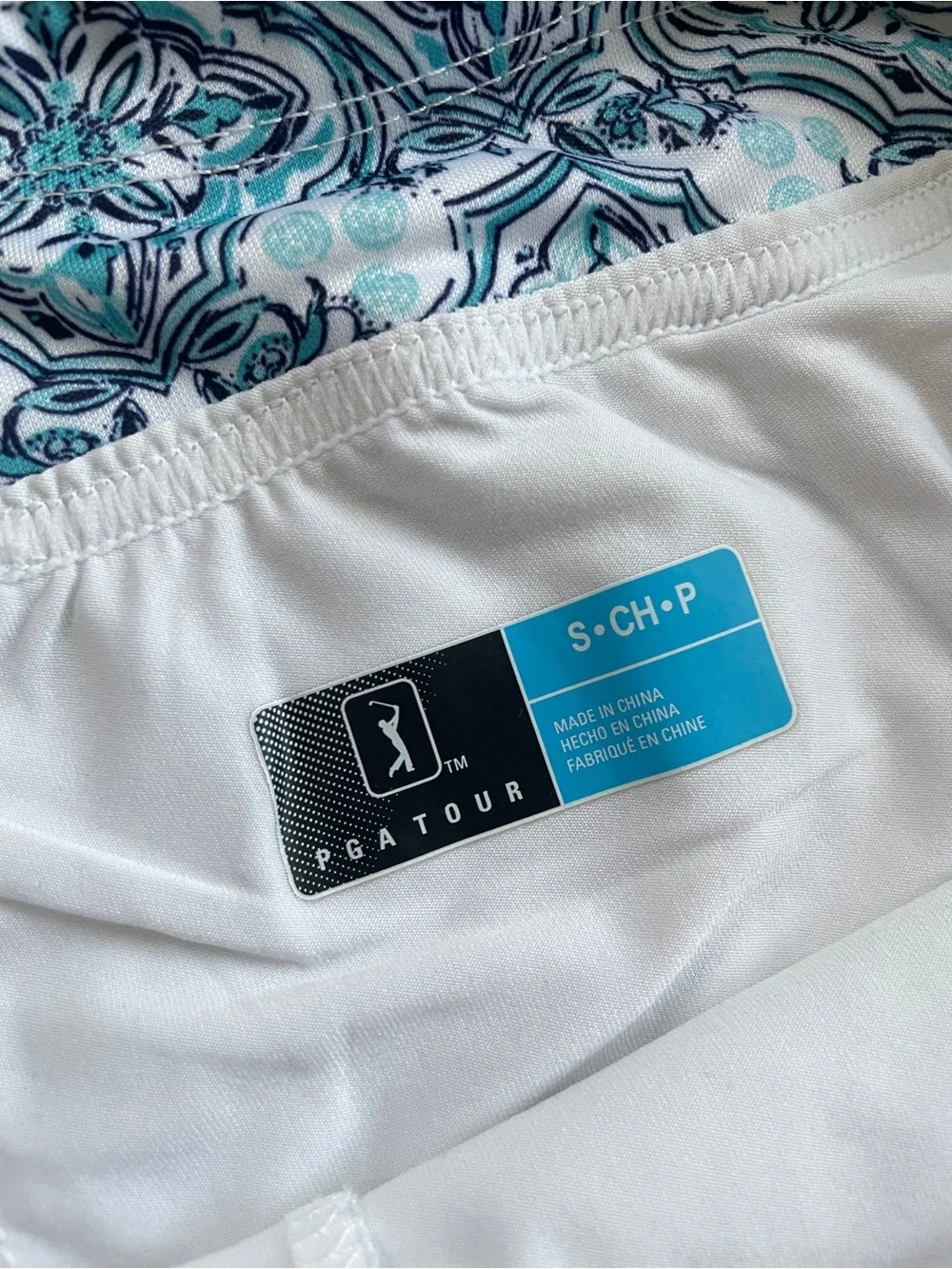 PGA Tour Blue White Motif Print High Rise Athletic Golf Skort Size Small